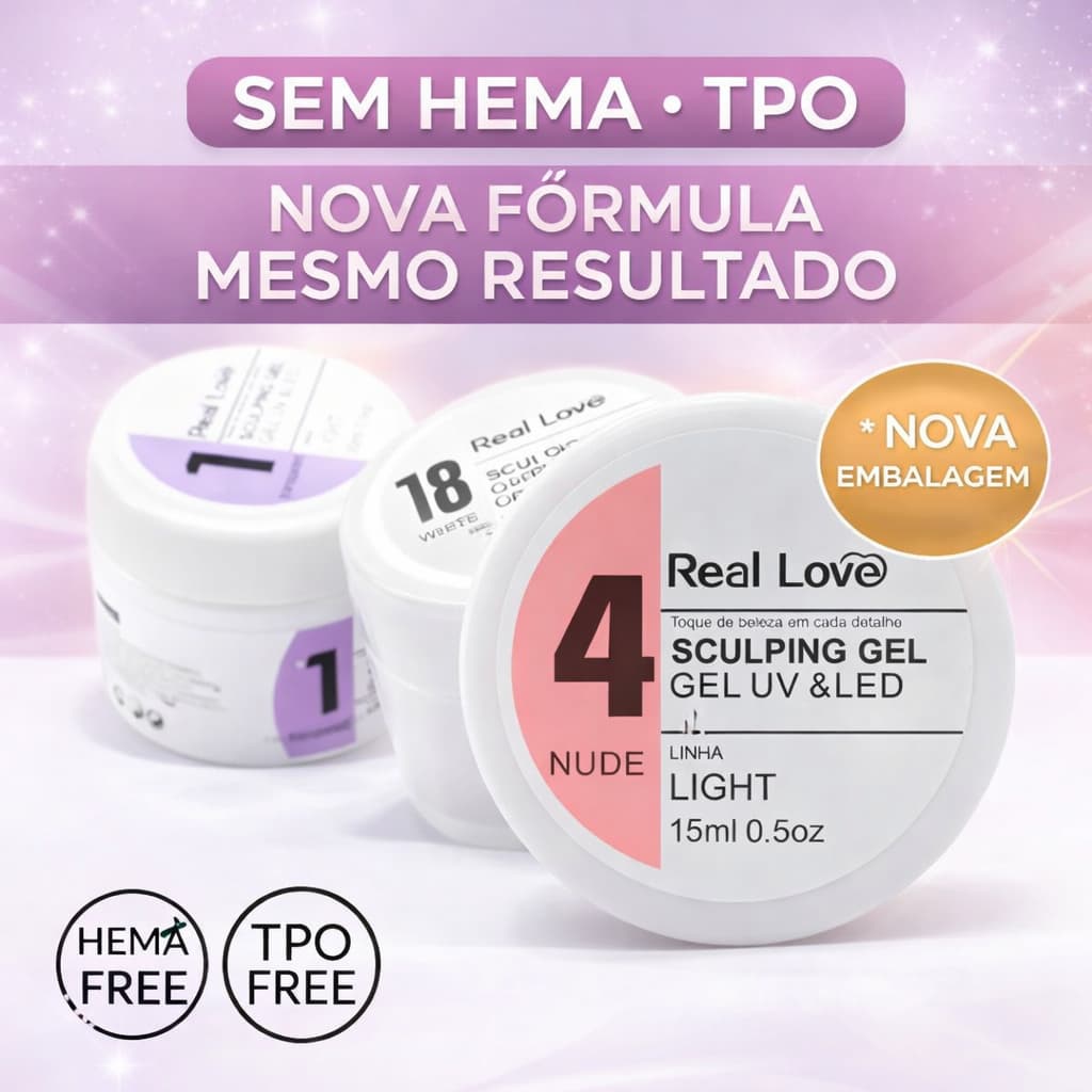 Gel Unha Light UV&Led 15 ml Real Love Alongamentos Sem HEMMA TPO