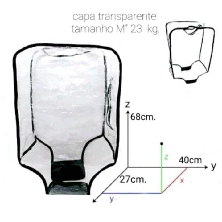 Capa para mala de viegem transparente resistente tamanho M 23kl