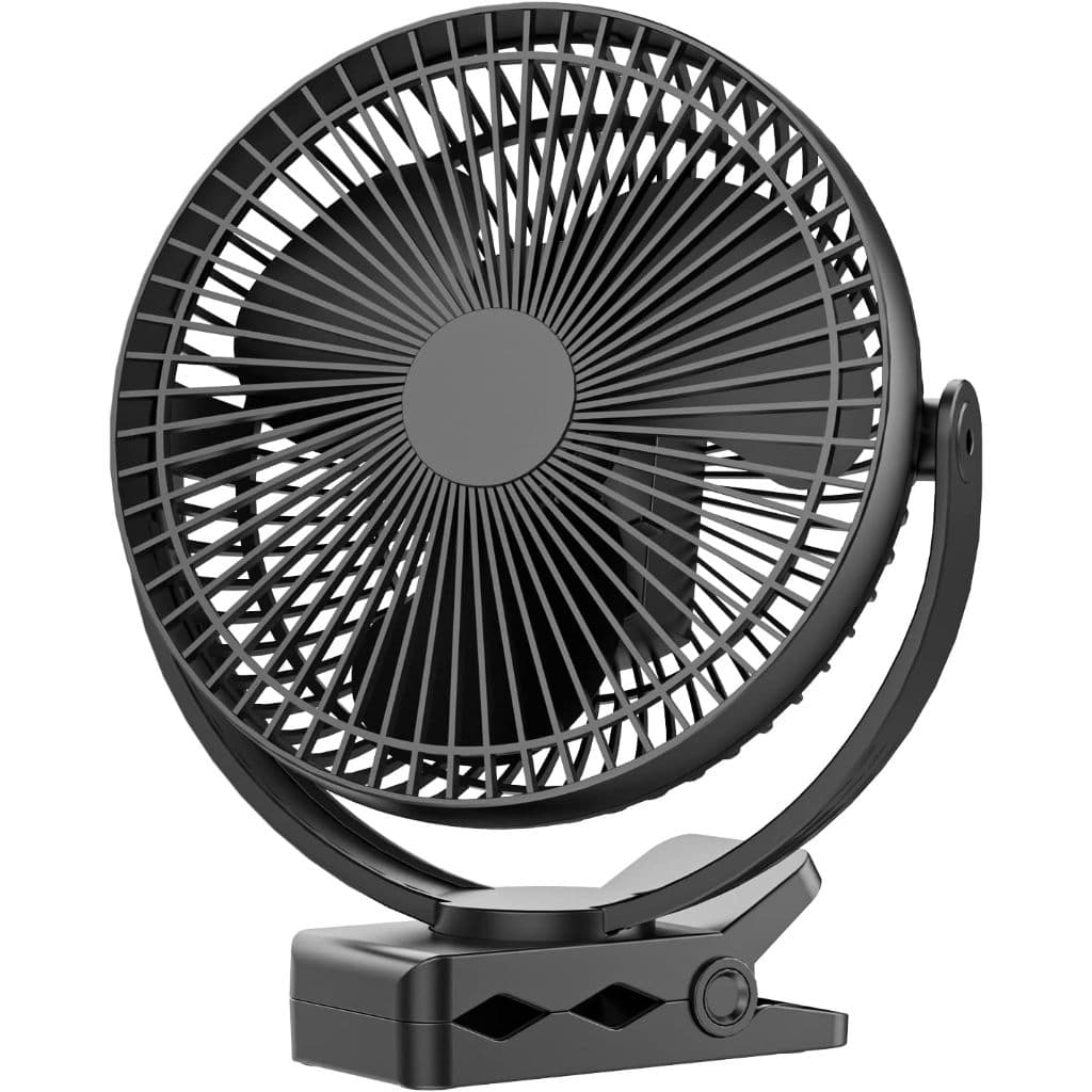 Ventilador Portátil Recarregável USB com Clip 3 Velocidades Rotação 360°