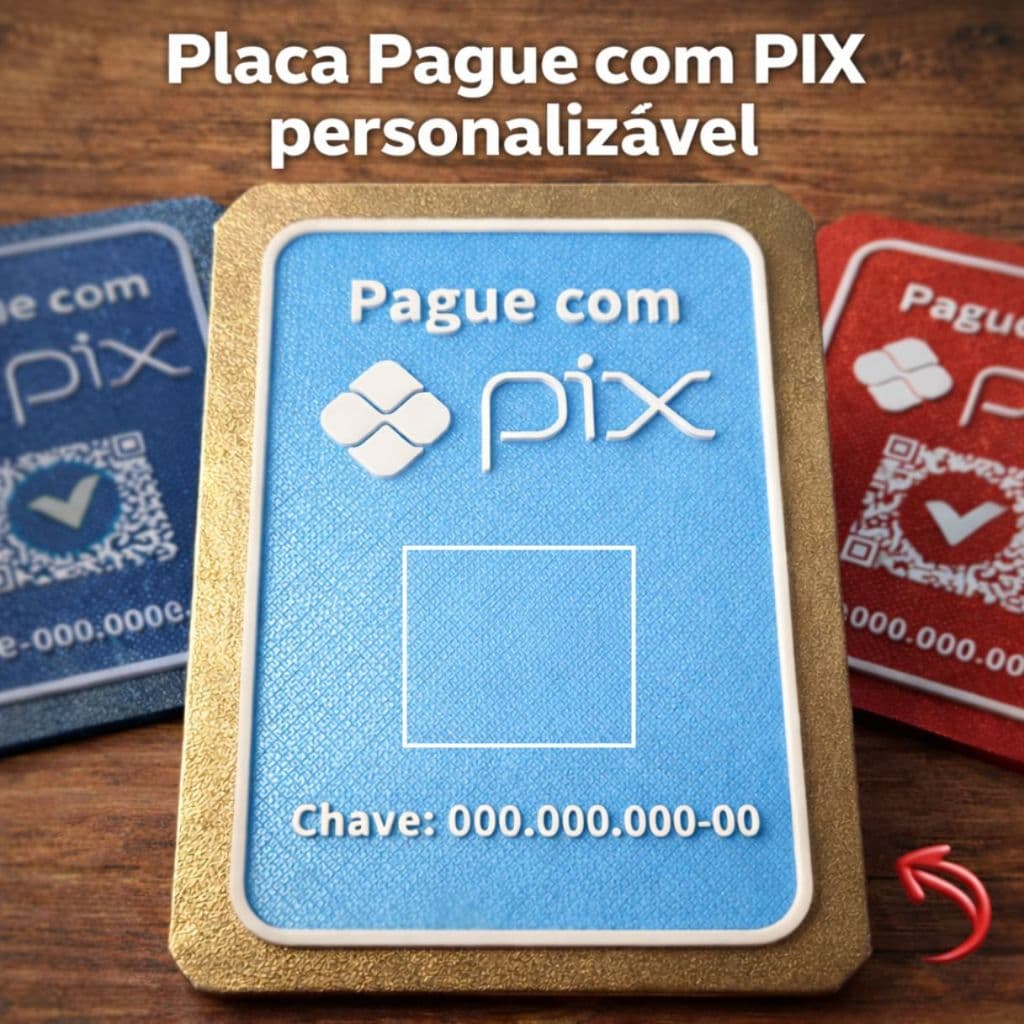 Placa PIX Personalizada em 3D com QR Code – Letras em Relevo | Ideal para Comércios