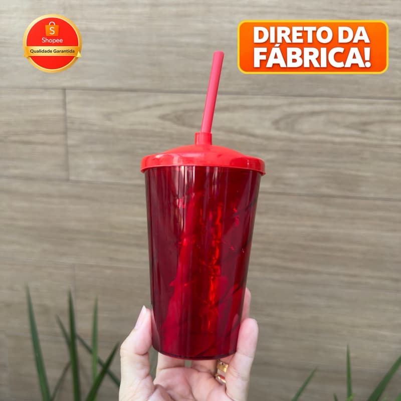 kit com 5 unidades copo Twister 400ml em acrílico com tampa e canudo para lembrancinhas