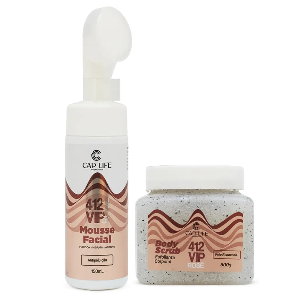 Kit Cap Life 412 VIP Rosé Mousse Facial + Esfoliante Corporal Body Scrub