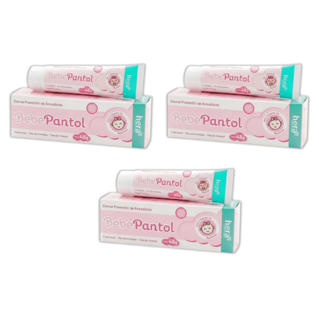 Kit Com 3 Pomada Para Assaduras BebePantol Rosa Com 45g Cada