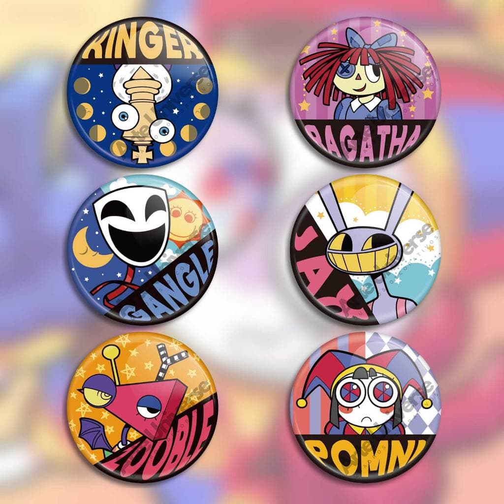 kit botons circo digital, digital circus broche, pin, buttons kits