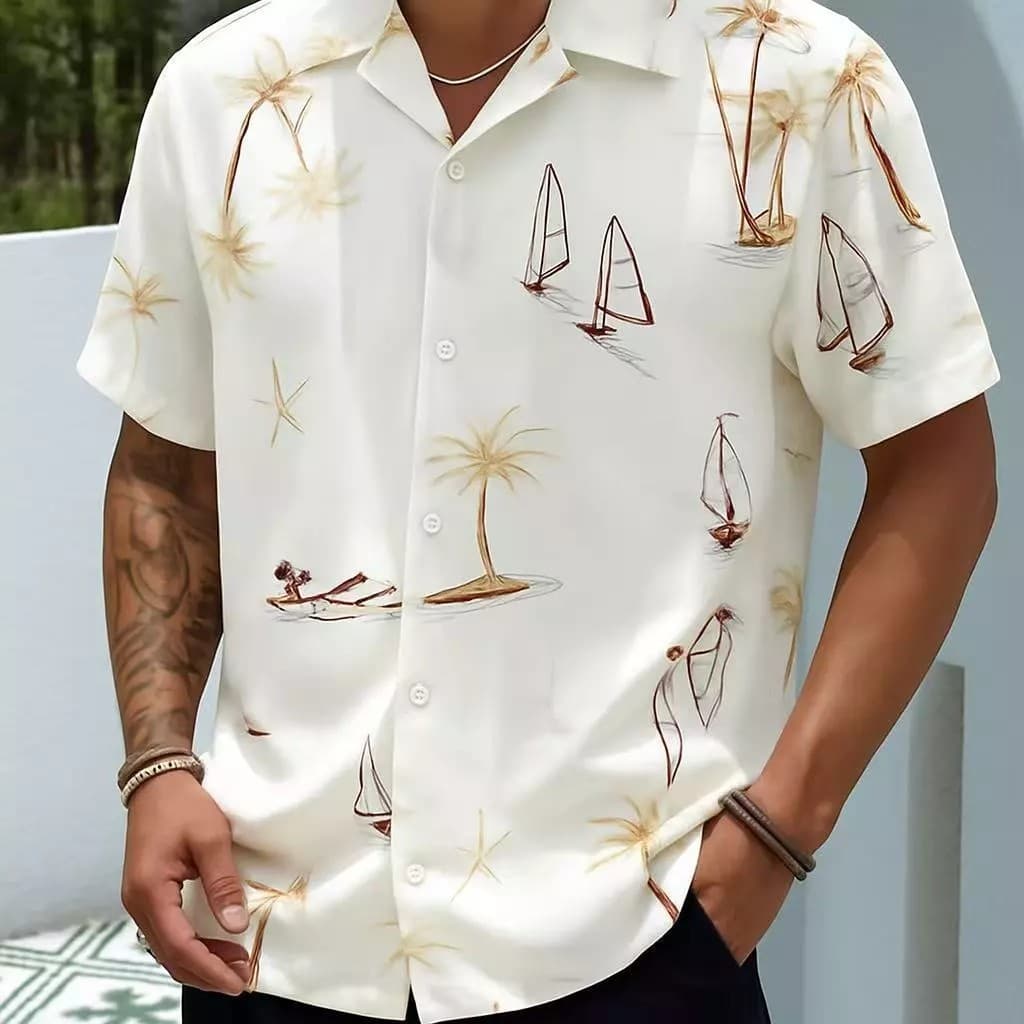 CAMISA FLORAL HAVAIANA MASCULINA MANGA CURTA VISCOSE 100% IMPORTADO, NÃO AMASSA, RESPIRÁVEL