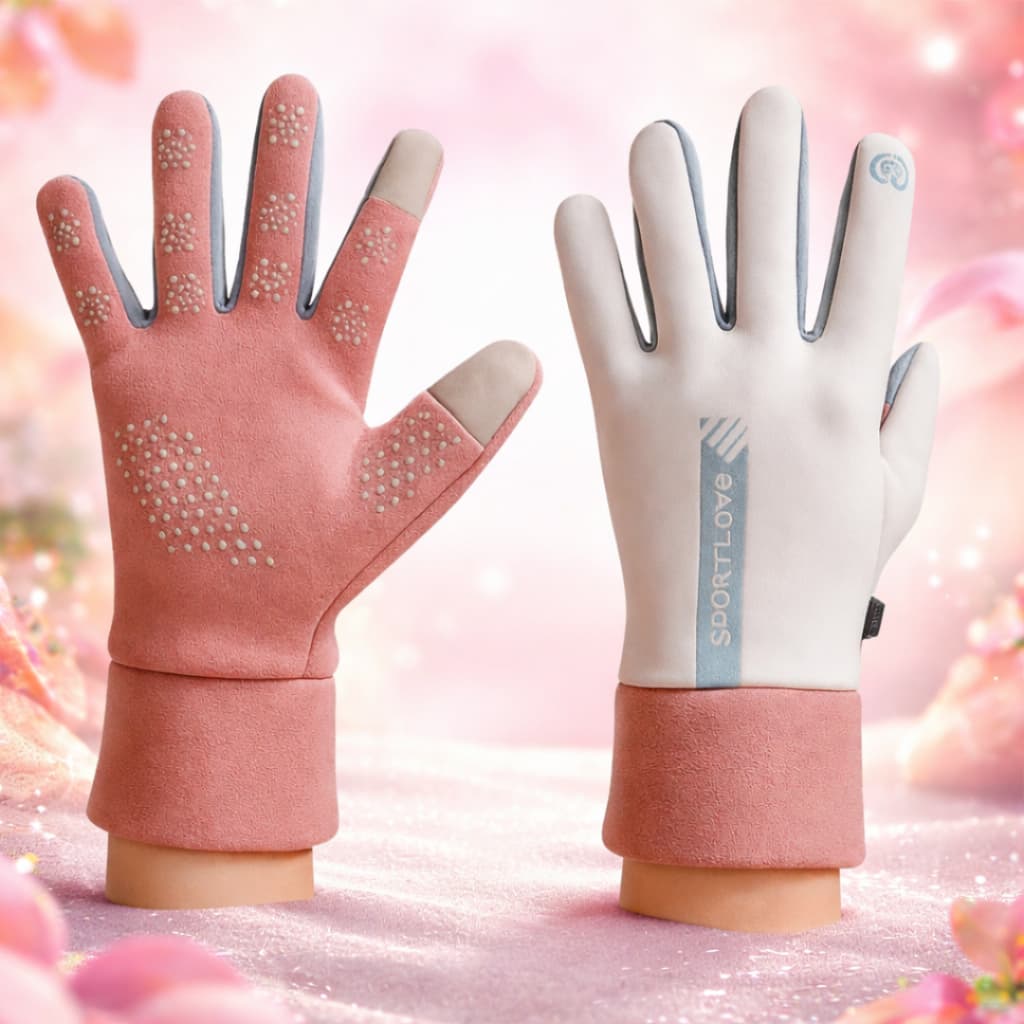 Luva Motociclista Feminina Rosa Inverno Térmica Touch Screen Moto