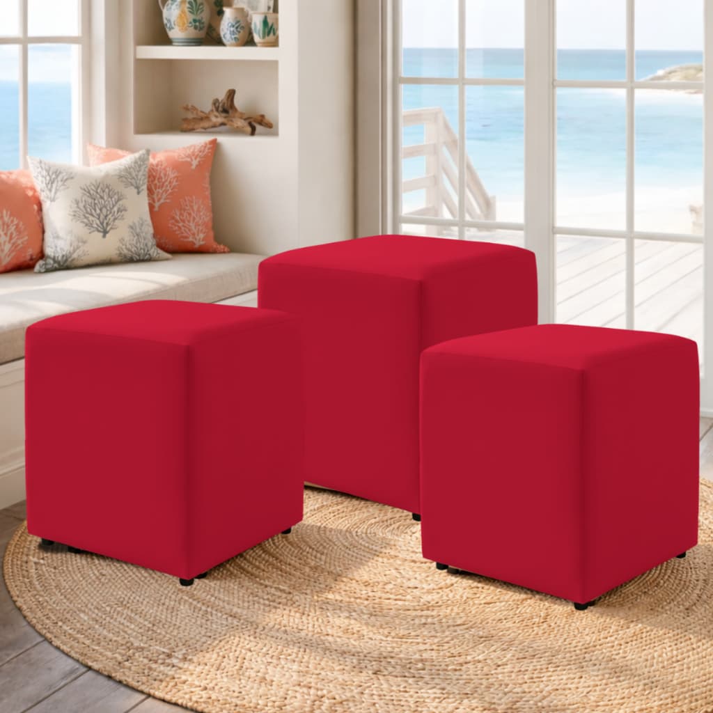 03 Capas Para Puff  Veste Fácil 40X40 Em Malha Gel Com Elástico