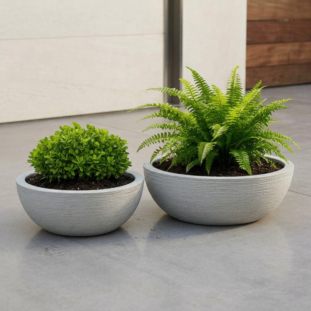 Kit 2 Vasos para Planta Polietileno Bacia Escovada com Prato Coletor Jardim Casa Decoração Varanda