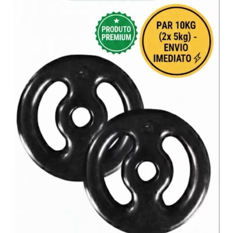 Kit 2 Anilhas 5kg  emborrachada cor preta ,pra treinar em casa ,academia entre outros Pronta Entrega Envio Imediato N