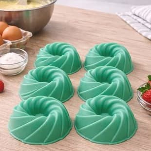 Formas Silicone Pudim Manjar Bolinho Antiaderente Resistente 6 Peçaas Ideal Cozinha Pratico Seguro Verde
