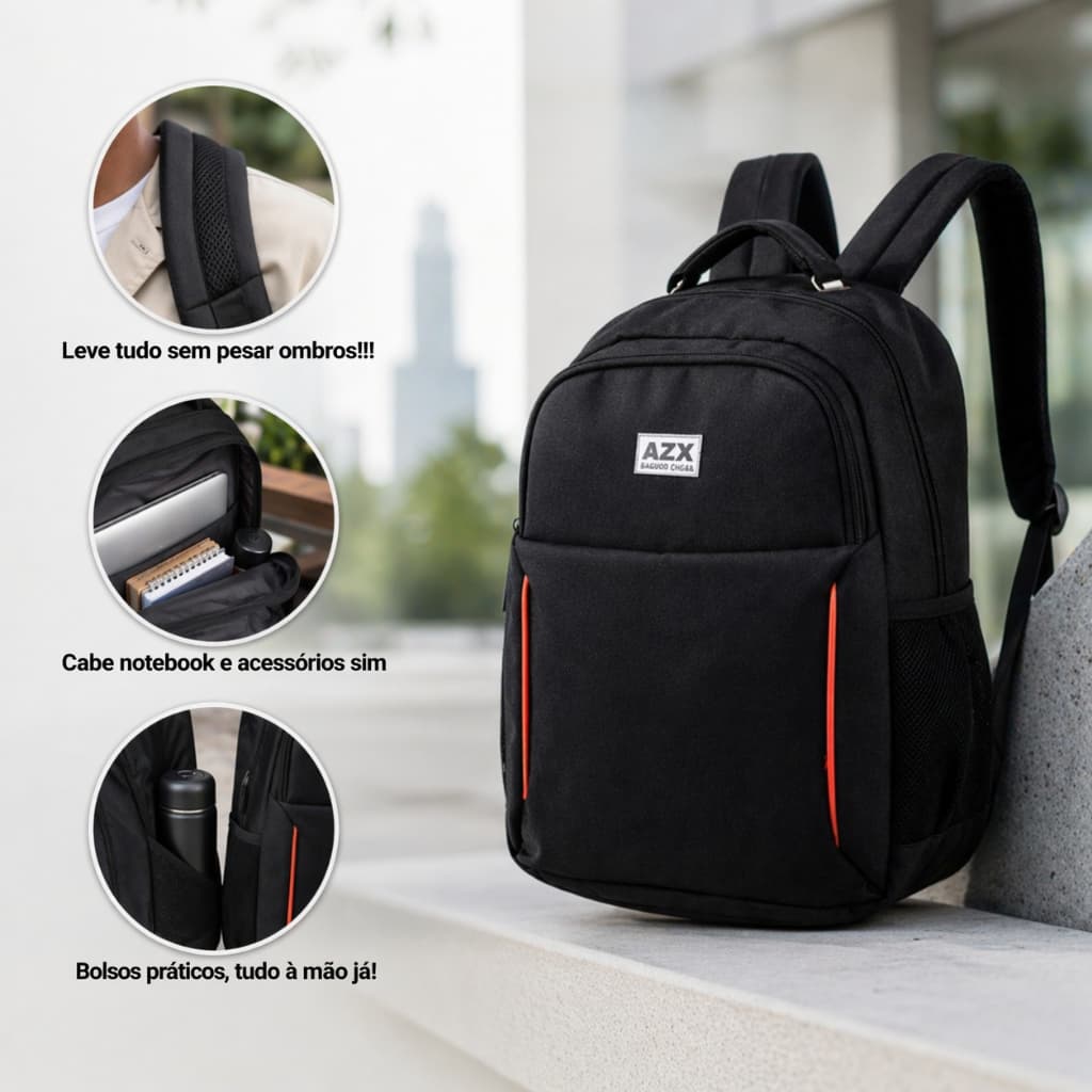 Mochila Resistente Notebook Escolar Faculdade Compartimento Reforcado Confortavel