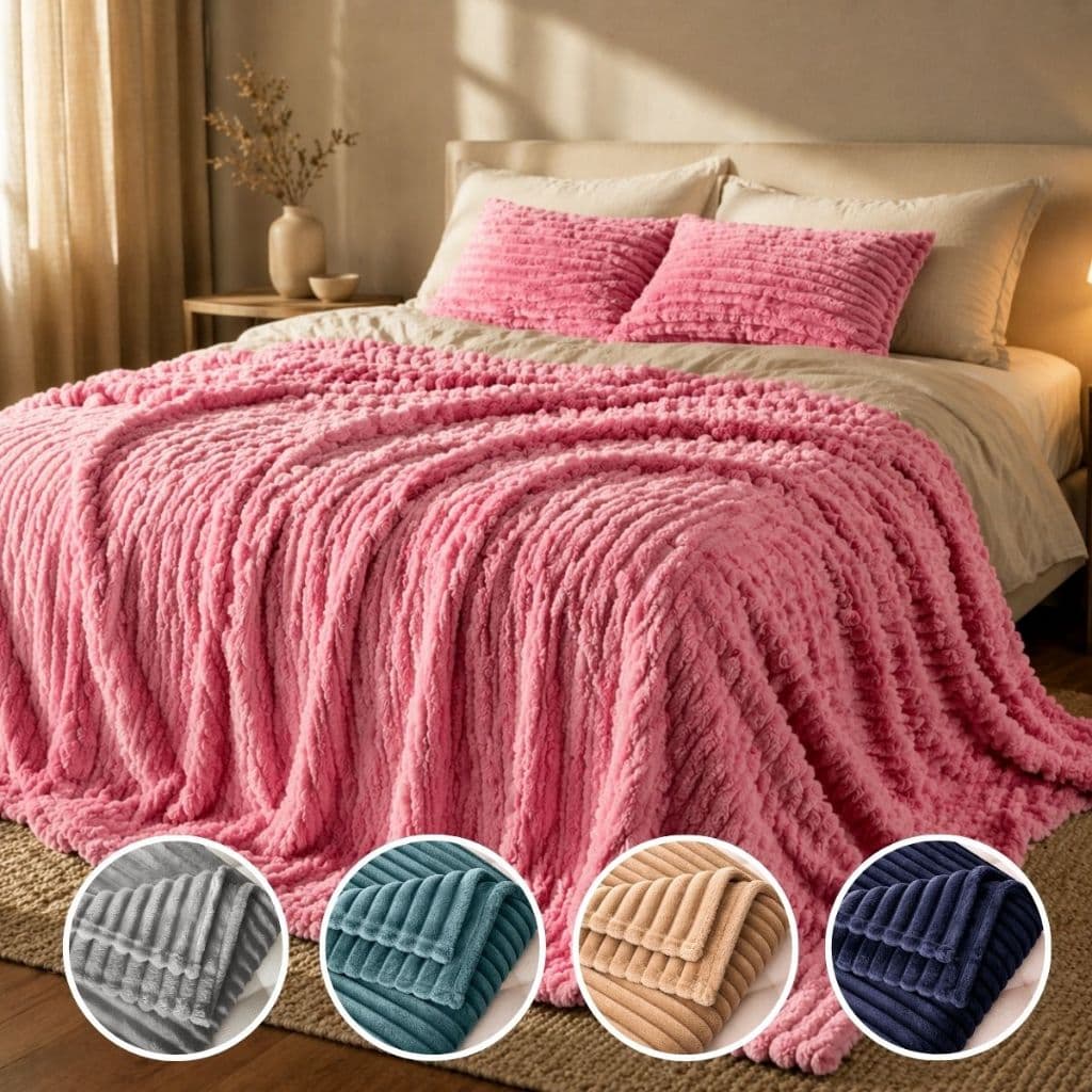 Manta Soft Casal Queen Canelada Rosa Bebê Toque Aveludado Antialérgica Leve 4 Estações Premium Luxo