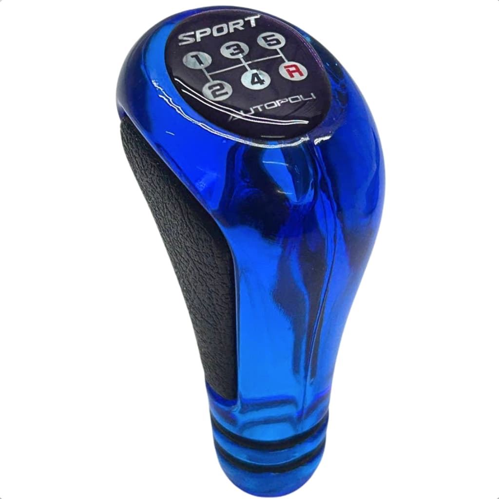 Bola de Cambio Sport Azul Transparente com Preta Traseira Direita 5 Marchas Universal