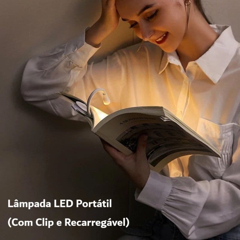 Mini Lâmpada Noturna Leitura Recarregável Portatil De Leds Cuidado Dos Olhos Clip  Estudo Livro 360 ° Ajustável