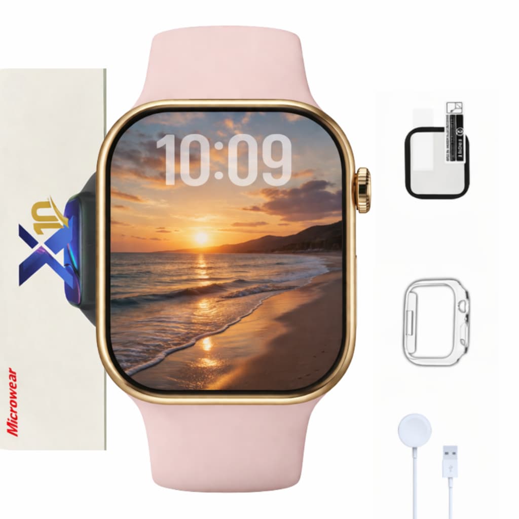 Smartwatch Microwear S10 Rose Gold Película Case Responde WhatsApp 2026 Chat GPT Feminino Grande