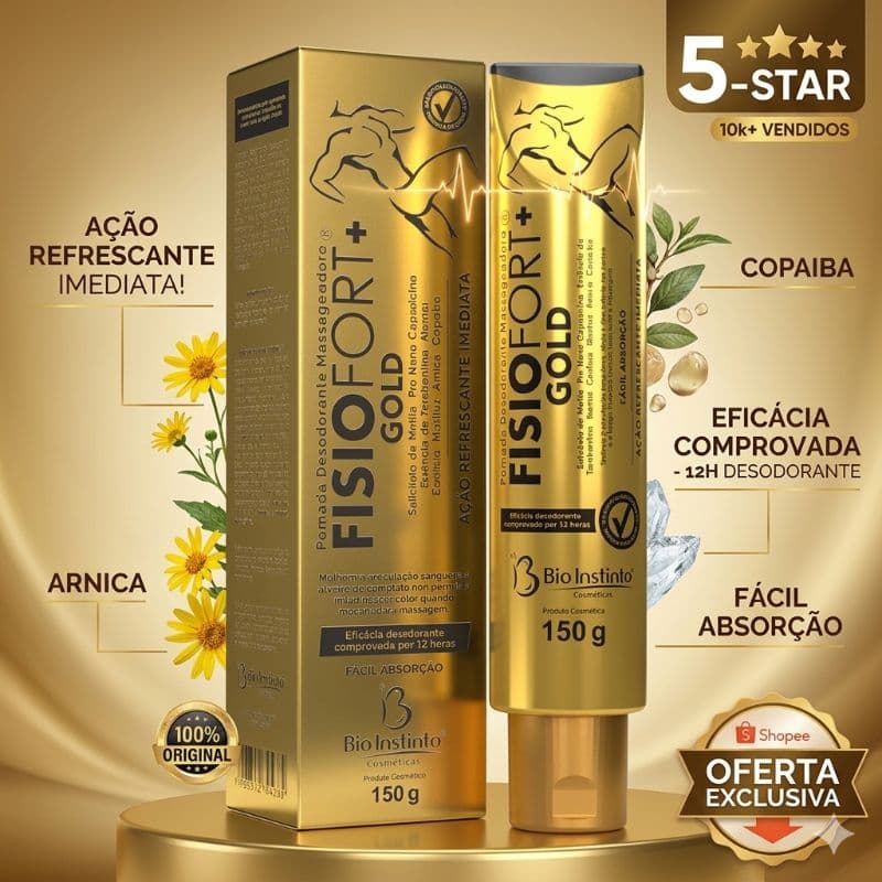 Pomada massageadora Fisiofort Gold  150g Original Bio Instinto - Alívio de dores Para Pernas Cansadas e Dores Fortes