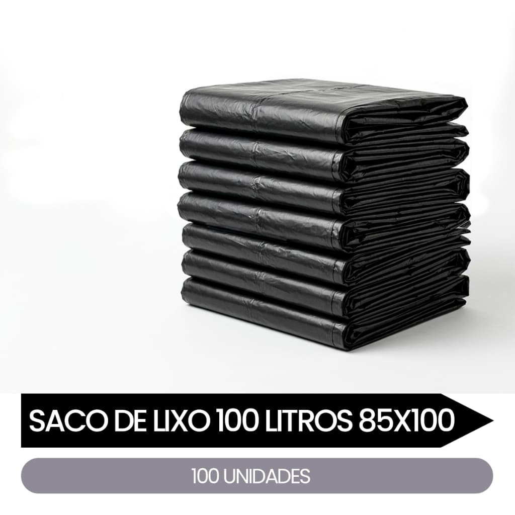 Saco de Lixo 100 unidades reforçado 85x100cm 100L Resistente e Econômico