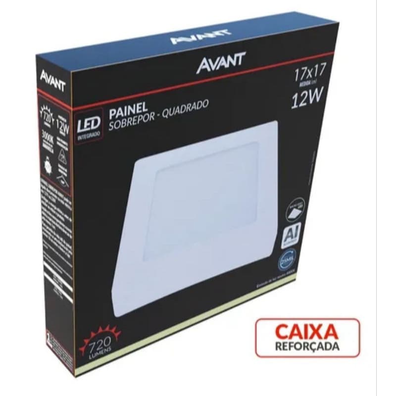 PAINEL LED SOB QUAD 17x17 AVANT BIVOLT 12W (3000K, 4000K)
