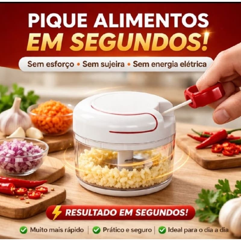 mine processador  manulTriturador Manual de Alimentos Processador Portátil para Alho Cebola e Temperos Inox 3Lâminas X