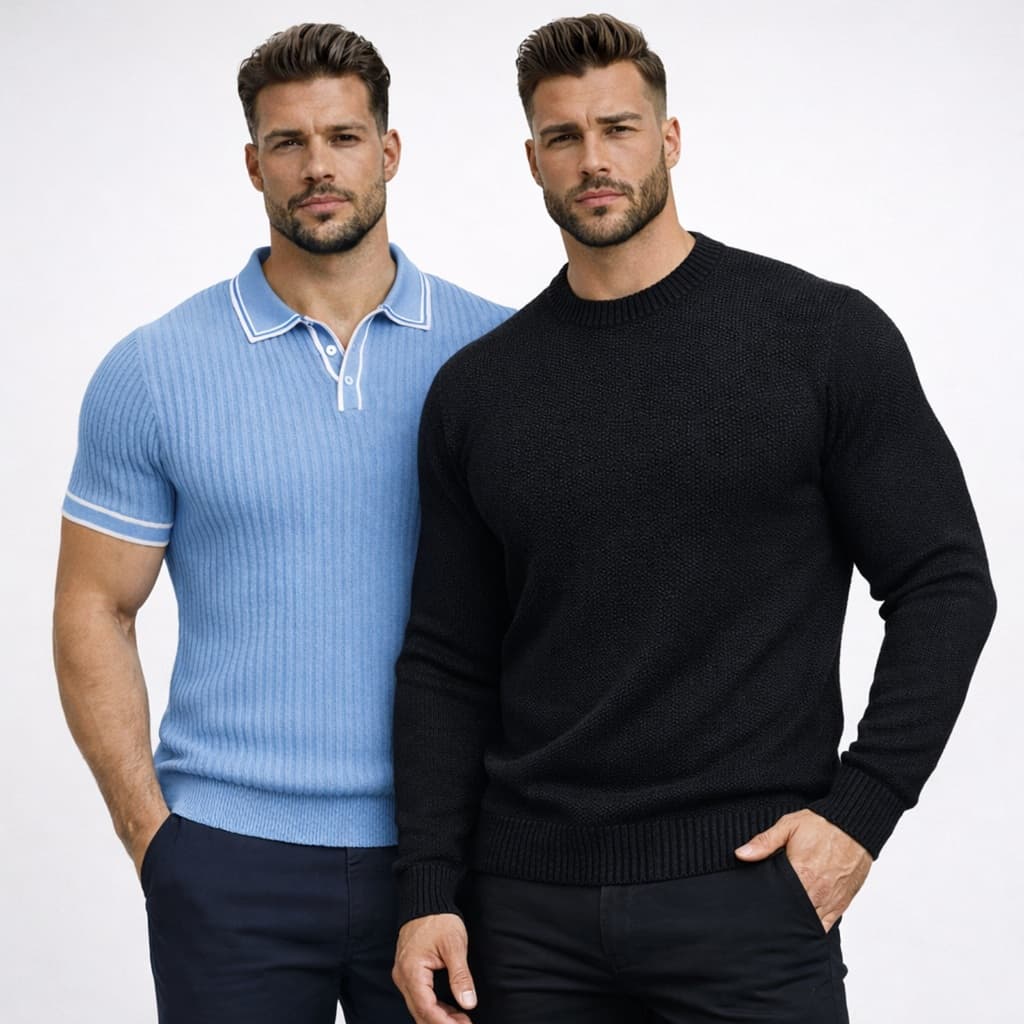 Kit Roupa Masculina Camisa Polo Social Blusa de Lã Masculina Outono/Inverno