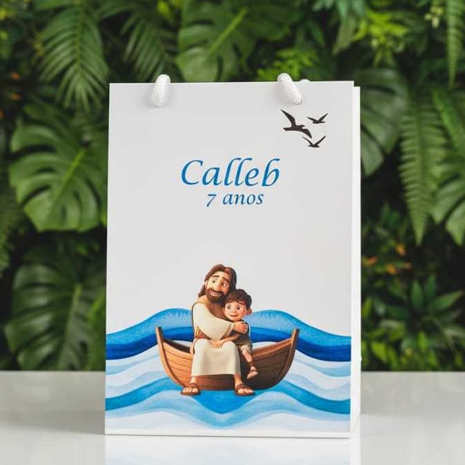 Sacolinha Personalizada Apóstolo Pedro • Kit Pegue e Monte • Com Nome e Idade + Desenho para Colorir