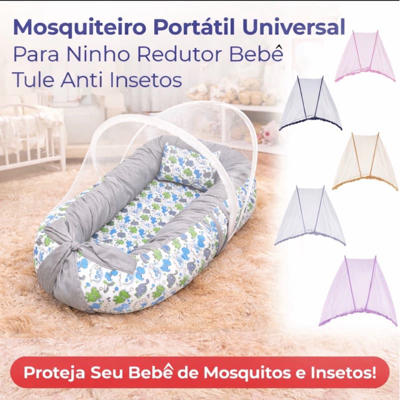 Mosquiteiro Universal para Ninho Bebê Tule Proteção Contra Mosquitos