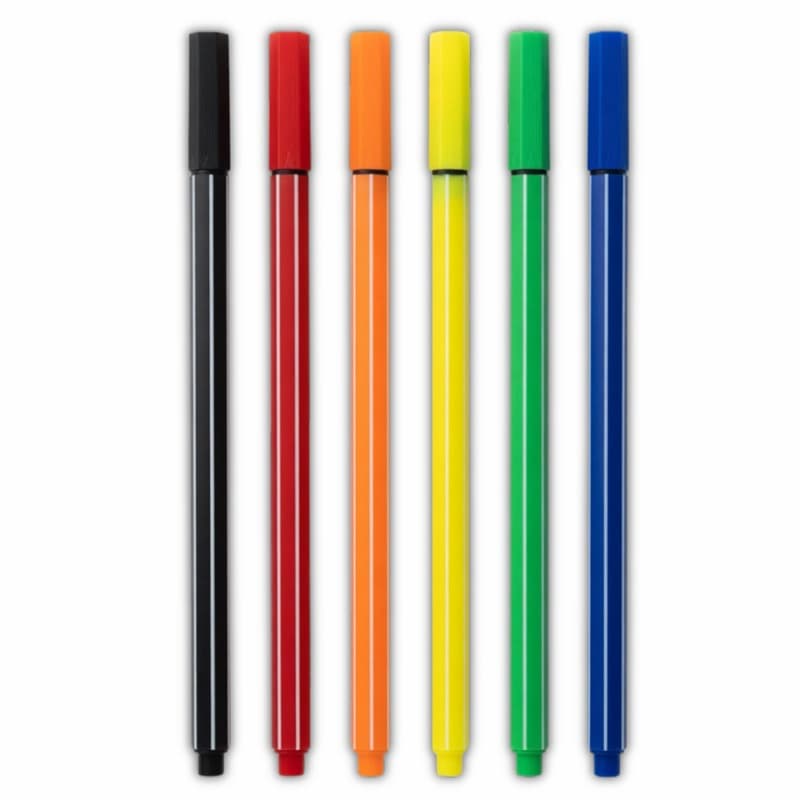Kit 6 Caneta Ponta Fina 4.0mm Homeplay  Coloridas Escolar Escritório Papelaria Desenho Faculdade