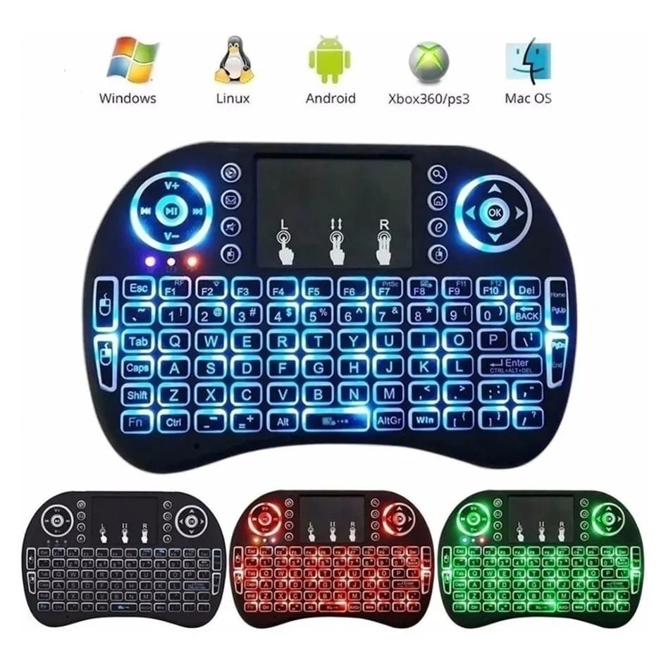 Mini Teclado Controle Usb Touchpad Smart Tv Pc Ps3- Iluminado