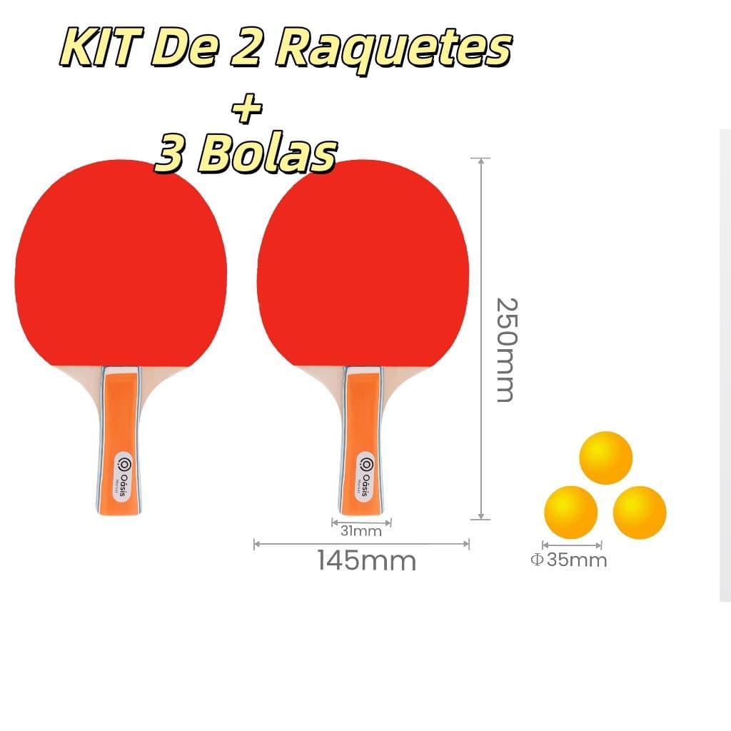 Kit De 2 Raquetes Ping Pong Tênis De Mesa Profissional 2 raquetes com 3 Bolas Super Oferta