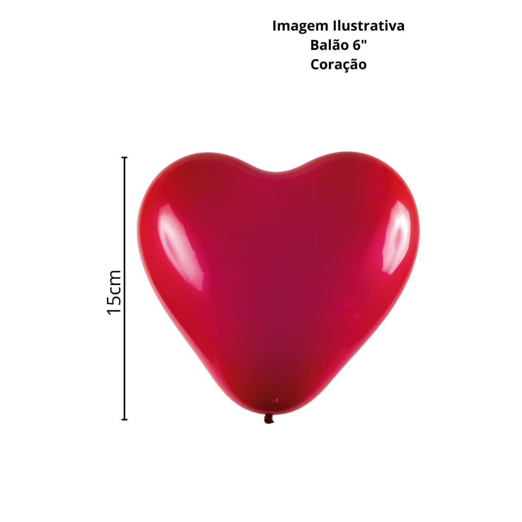 Balão coração n6 polegadas vermelho pacote com 50 unidades art-latex promoção