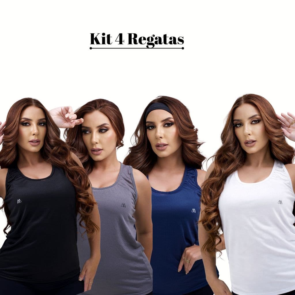 KIT 4 Regata Dry Fit Feminina Academia