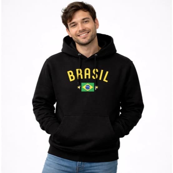 Moletom Masculino Feminino Brasil Copa do Mundo Algodão Tecido Macio Confortável Unissex