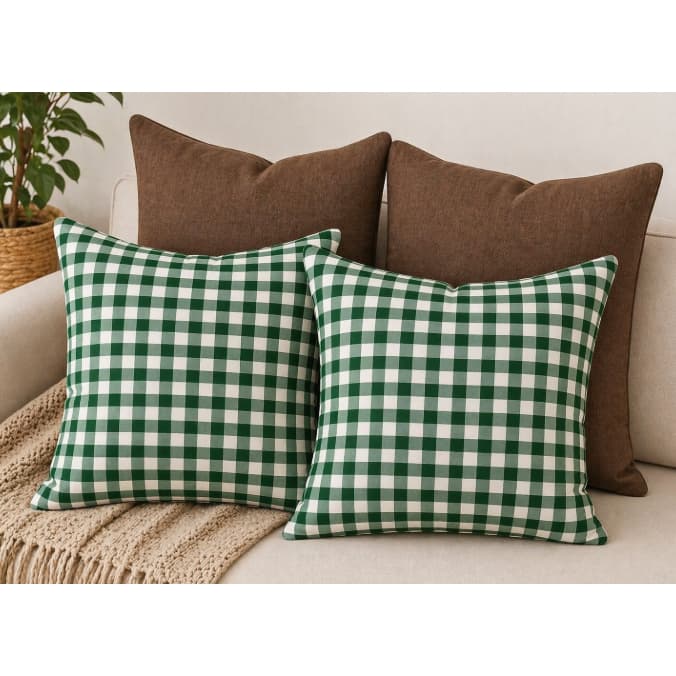 kit 4 capas de Almofada Xadrez Verde – Elegância e Conforto para sua Casa