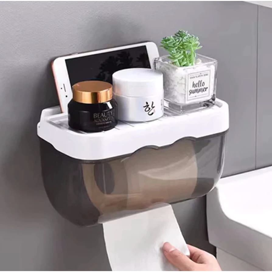Suporte De Parede Banheiro/Caixa Organizadora Com Papel Higiênico/Sem Furar pronta