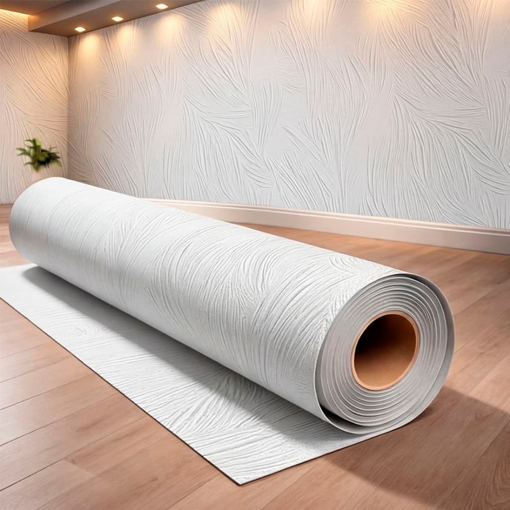 Papel de Parede Adesiva Texturizado Branco Moderno Para Sala Hall Lavável