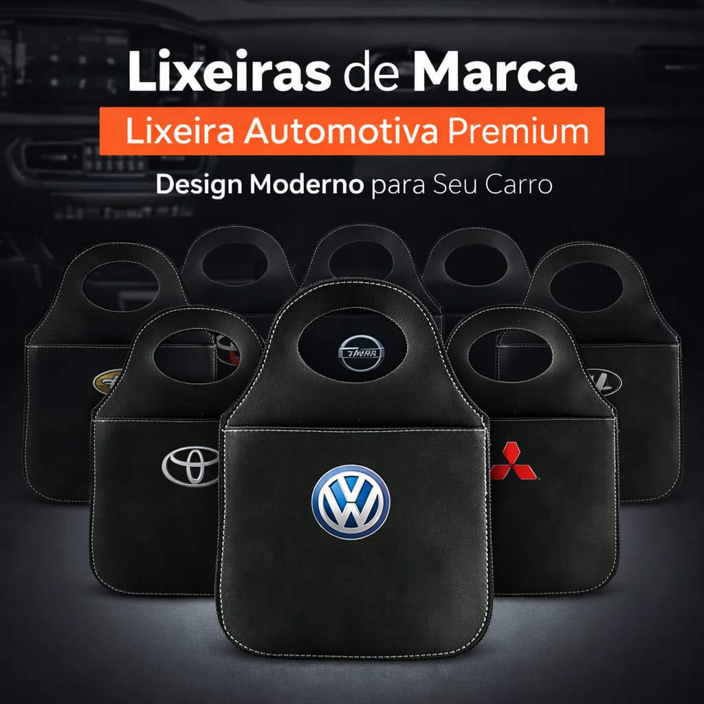 Lixeira Automotiva Couro Sintético Porta Lixo Carro