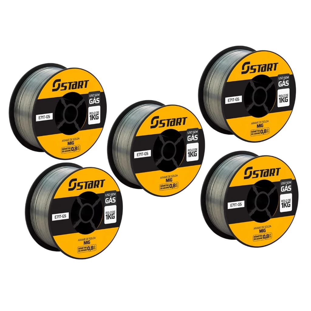 Kit Com 5 Arame Para Solda Mig Uso Sem Gás 0.8mm Rolo De 1 Kg - Start