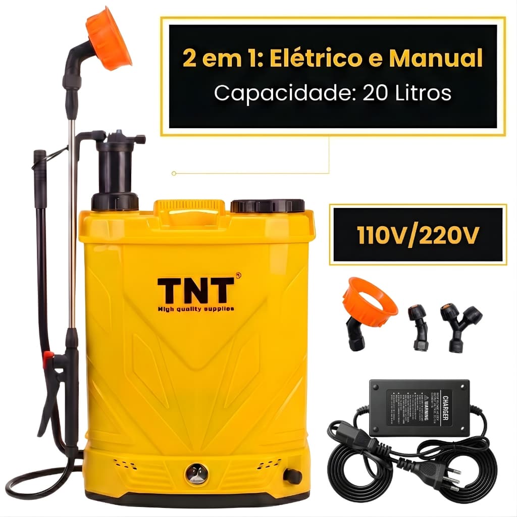 Pulverizador Borrifador Elétrico e Manual Costal 20L Bomba Veneno e Defensivos Agrícola Jardim