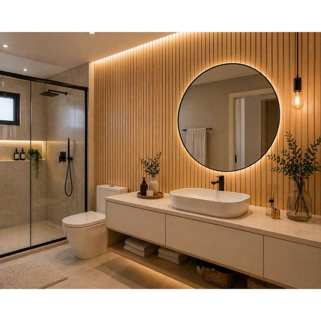 Kit 40 Placas Ripadas Grande MDF Premium 90cmx10 Painel Parede Decorativo Autocolante Cozinha Quarto