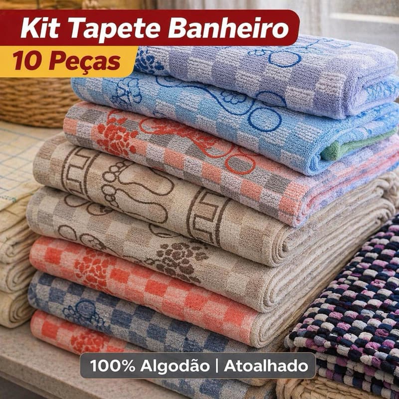 Kit 10 Tapetes Para Banheiro Toalha De Piso 100% algodão