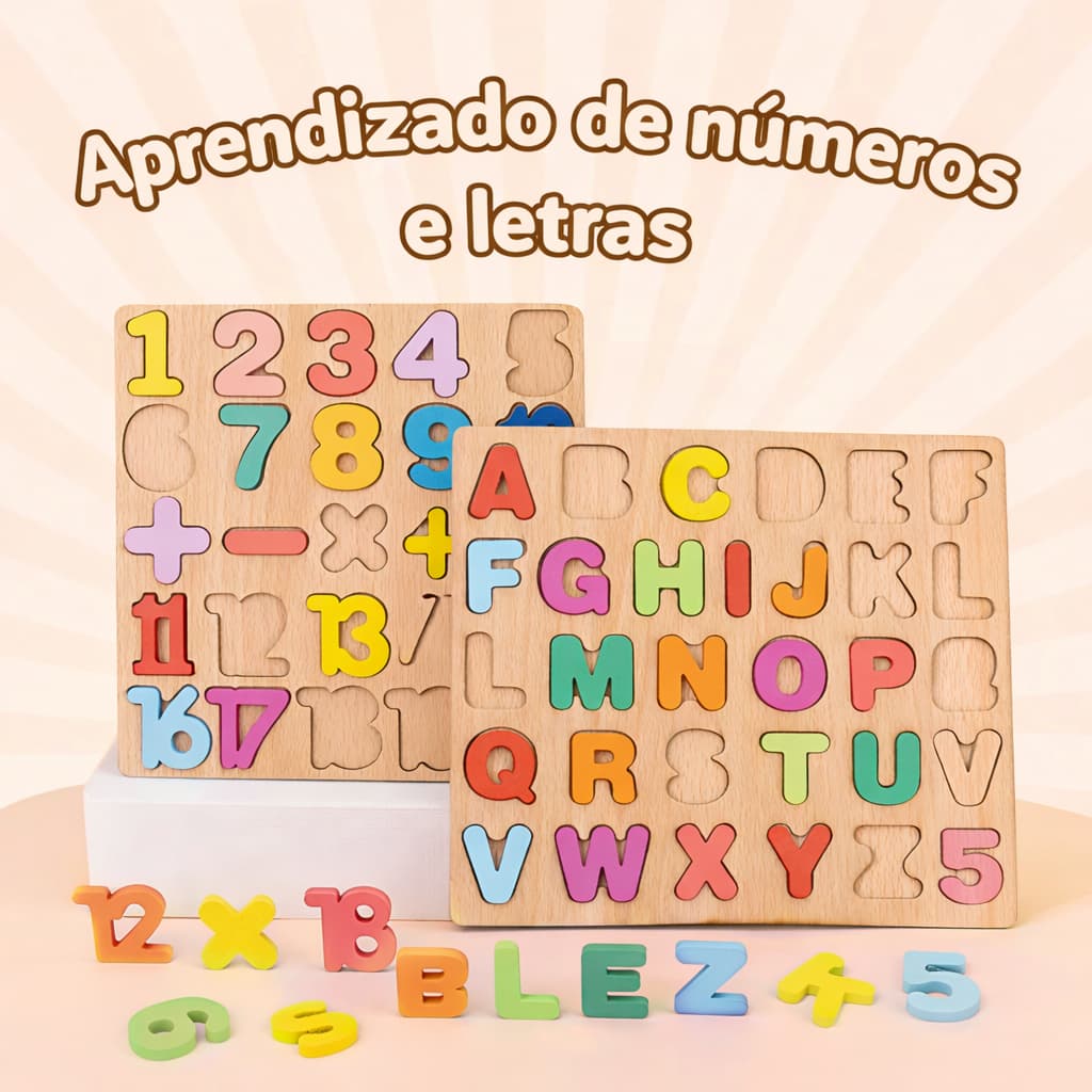 Kit Tabuleiro Educativo Alfabeto Letras e Números