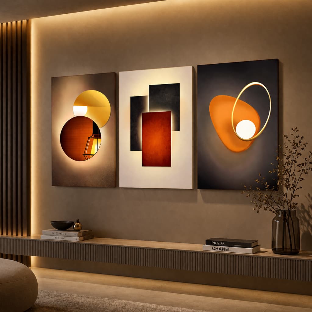 Quadros Decorativos Trio Geométrico Minimalista Sala Quarto Escritório Decoração 40x60