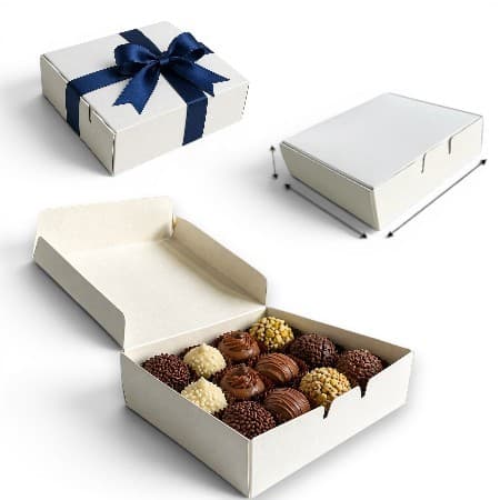 100 Caixa Branca de Papel Duplex Para Delivery Fastfood Doces Restaurante REF03 18x16x5