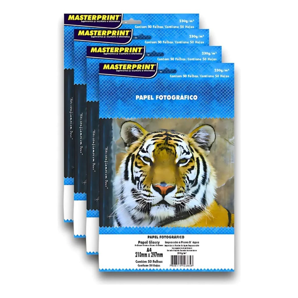 Kit 200 folhas Papel Fotográfico A4 Glossy 230g Masteprint Premium