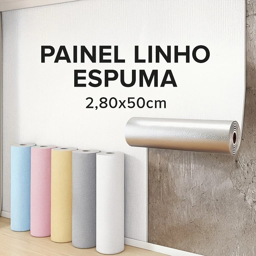 Adesivo Painel Linho Liso Espuma 2,80x50cm Adesivo Grosso Autocolante Decoração Revestimento Acústico