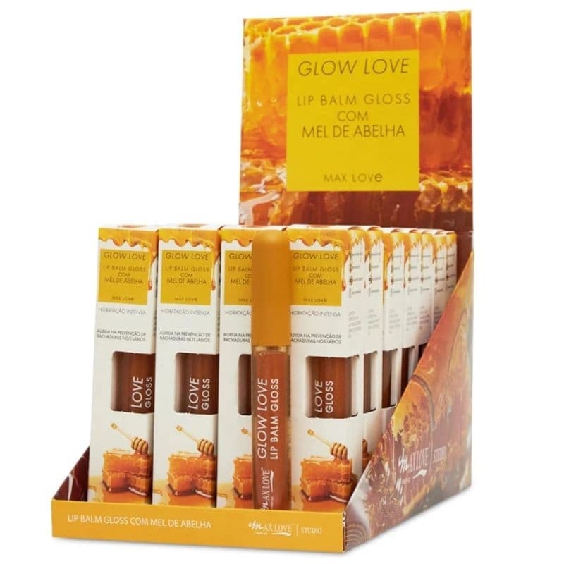 Lip Balm e Gloss com Mel de Abelha C/28 - Max Love Atacado Box
