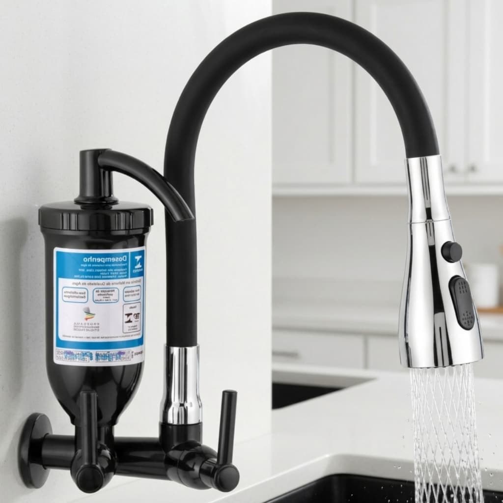 Torneira Filtro Parede Gourmet 3 Jatos Preta Flexível Alta Pressão