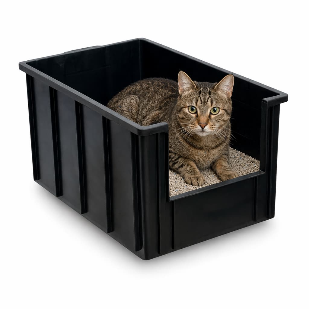 Caixa de Areia Para Gatos com Abertura Frontal Preto