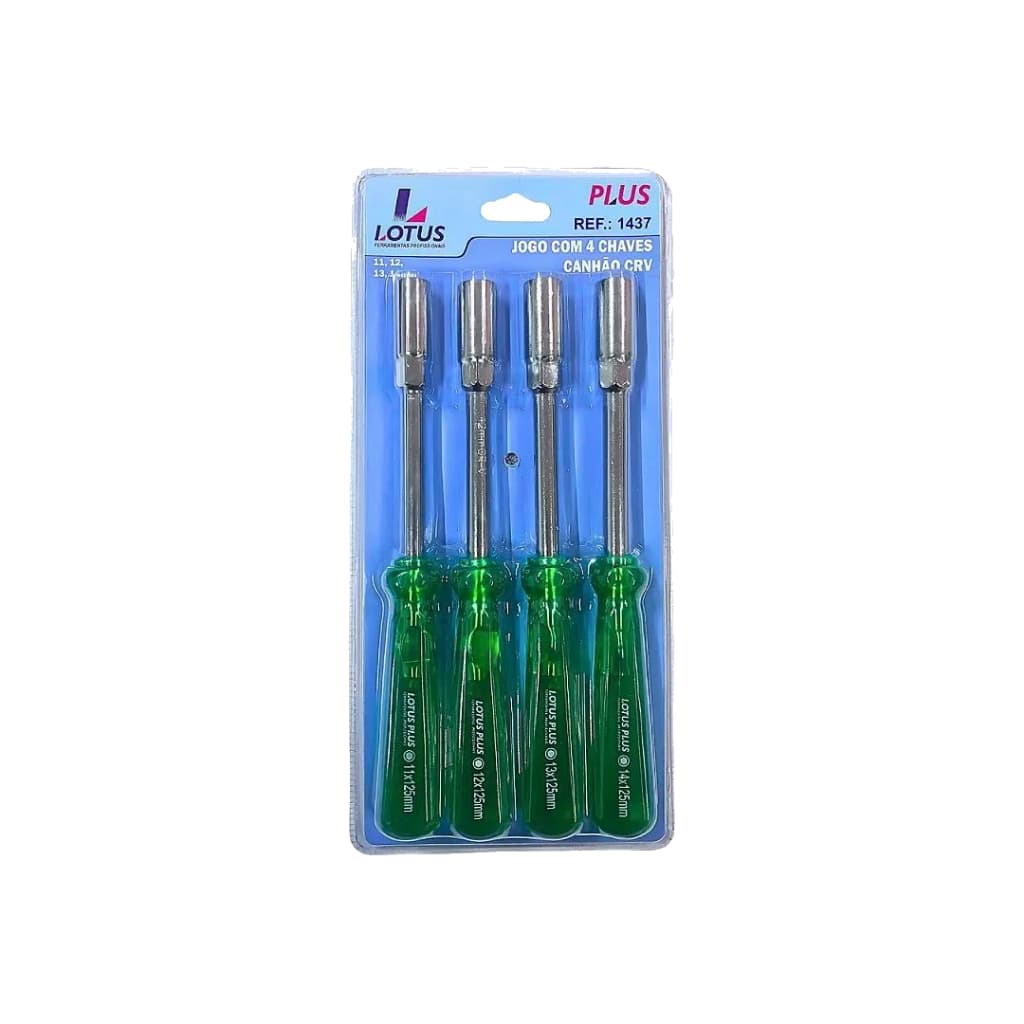 Jogo De Chaves Canhão Com 4 Peças 11,12,13,14mm Kit Chave