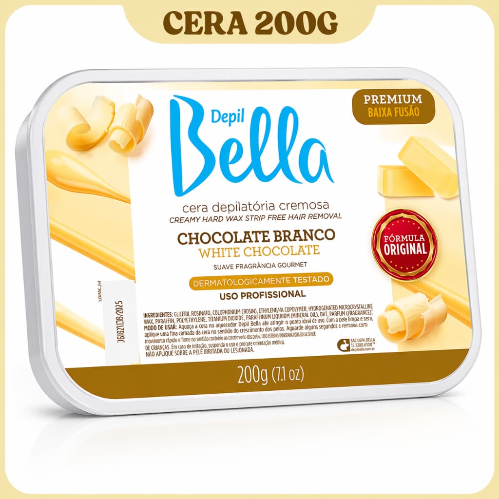 Cera Cremosa Em Barra Depil Bella Cera Depilatória Chocolate Branco 200g